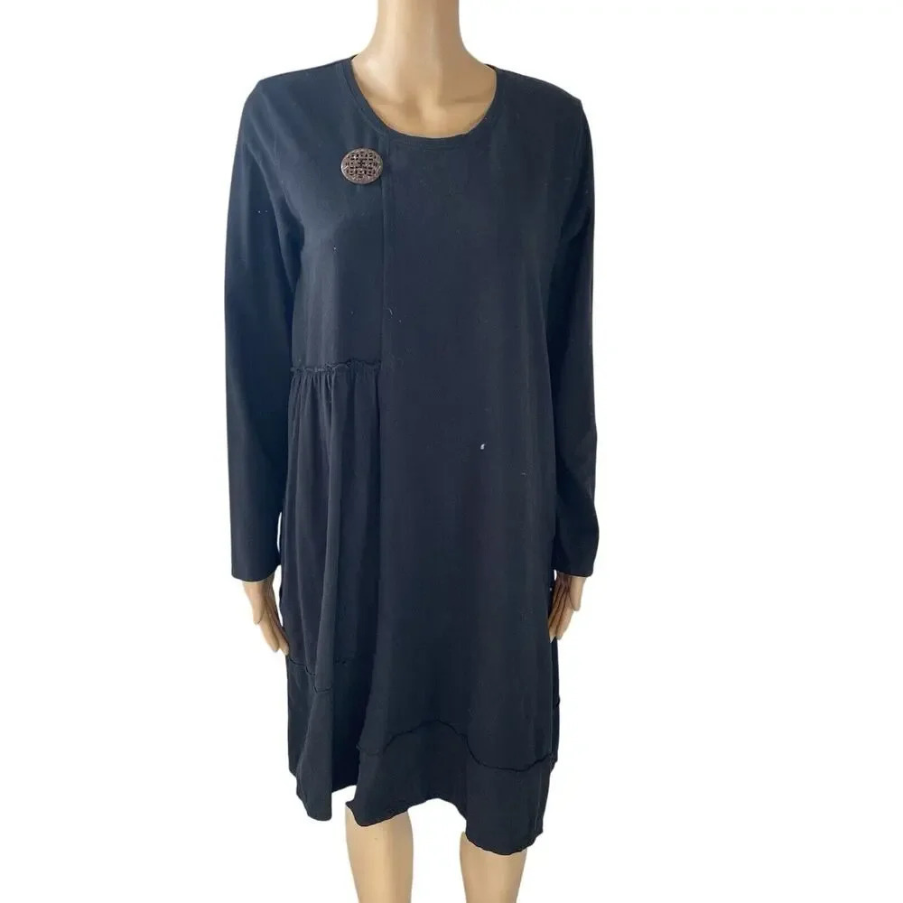 Y2K Neon Buddha Womens Sz S/XL Black Midi Dress Boho Largenlook Artsy Whimsigoth